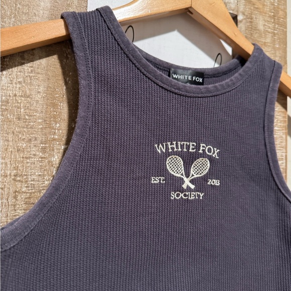 White Fox Society ribbed crop tank top size small - Picture 2 of 7